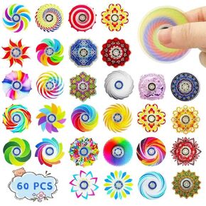 60 Pack Mini Fidget Spinners - Bulk Party Favors, Classroom Prizes, Goodie Bag Stuffers, Stress Relief Sensory Toys for Kids, Teens, Adults - Assorted Colors in Saudi Arabia