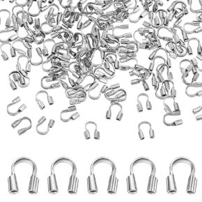 200 Pcs 0.7mm Hole Wire Guardian Protectors, Silver U Shape Wires Guard Loops Thread Protector Stainless Steel Wire Protector for Earring Bracelet Necklace Jewelry Making Supplies DIY Beading Craft in Kuwait