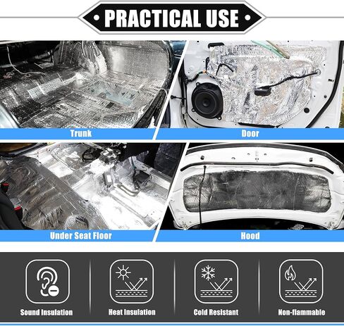 39 Pcs Sound Deadening Mat, 157mil 4mm 55sqft Heat Insulation Pad Universal for Car Door Floor Damping Self Adhesive Foam with Foil Tape and Tool in Saudi Arabia