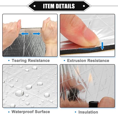 39 Pcs Sound Deadening Mat, 157mil 4mm 55sqft Heat Insulation Pad Universal for Car Door Floor Damping Self Adhesive Foam with Foil Tape and Tool in Saudi Arabia