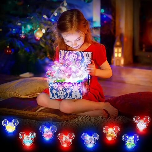 Mouse Party Favors 24 Pcs Glitter Mouse Ear LED Light Up Rings Glowing Finger Rings Toys for Birthday Party Supplies Classroom Prizes Pinata Goodie Bag Stuffers Gifts in Saudi Arabia