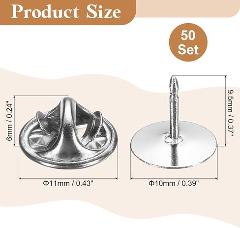 uxcell 50Pairs Metal Locking Pin Backs, Brass Butterfly Clutch Tie Tacks Pin Back Replacement with 9.5mm Length Blank Pins for Name Tag Craft Making, Black in Saudi Arabia