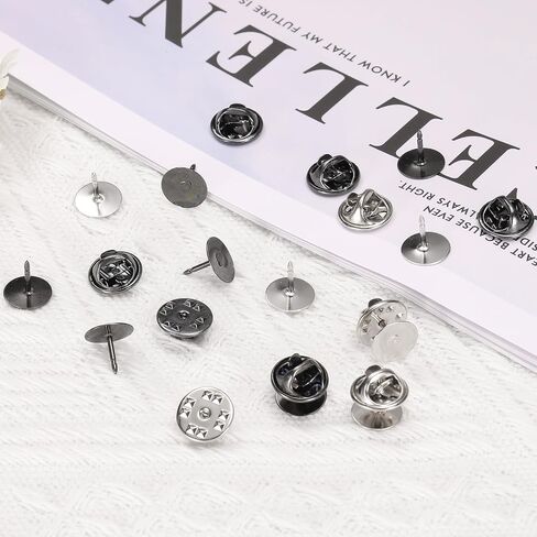 uxcell 50Pairs Metal Locking Pin Backs, Brass Butterfly Clutch Tie Tacks Pin Back Replacement with 9.5mm Length Blank Pins for Name Tag Craft Making, Black in Saudi Arabia