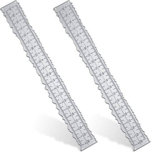 2 PCS Deckle Edge Ruler 8.4 بوصة حافة الحافة غير النظامية الحاكم المعدني القالب قطع القياسات التي تقطع الحكام الورقية تزيين الأداة الأداة الأداة التمزيق لصنع البطاقات in Kuwait