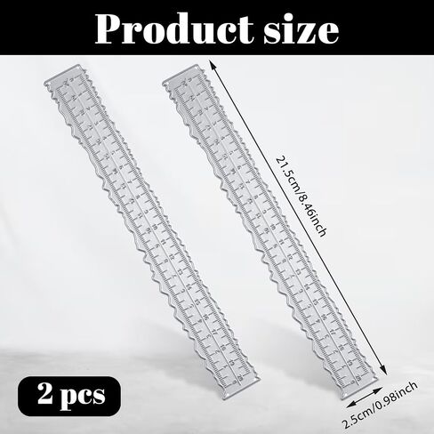 2 PCS Deckle Edge Ruler 8.4 بوصة حافة الحافة غير النظامية الحاكم المعدني القالب قطع القياسات التي تقطع الحكام الورقية تزيين الأداة الأداة الأداة التمزيق لصنع البطاقات in Kuwait