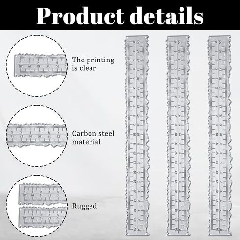 2 PCS Deckle Edge Ruler 8.4 بوصة حافة الحافة غير النظامية الحاكم المعدني القالب قطع القياسات التي تقطع الحكام الورقية تزيين الأداة الأداة الأداة التمزيق لصنع البطاقات in Kuwait