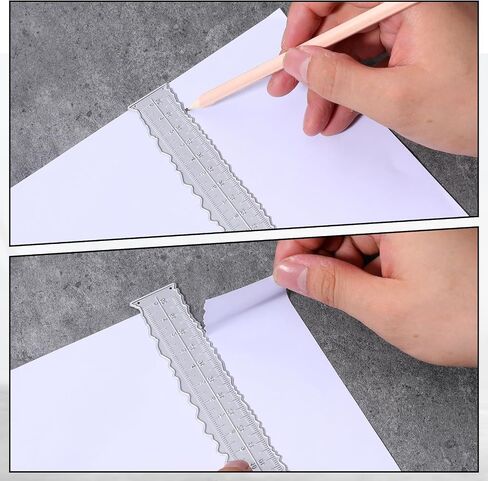 2 PCS Deckle Edge Ruler 8.4 بوصة حافة الحافة غير النظامية الحاكم المعدني القالب قطع القياسات التي تقطع الحكام الورقية تزيين الأداة الأداة الأداة التمزيق لصنع البطاقات in Kuwait