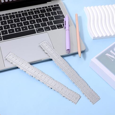 2 PCS Deckle Edge Ruler 8.4 بوصة حافة الحافة غير النظامية الحاكم المعدني القالب قطع القياسات التي تقطع الحكام الورقية تزيين الأداة الأداة الأداة التمزيق لصنع البطاقات in Kuwait