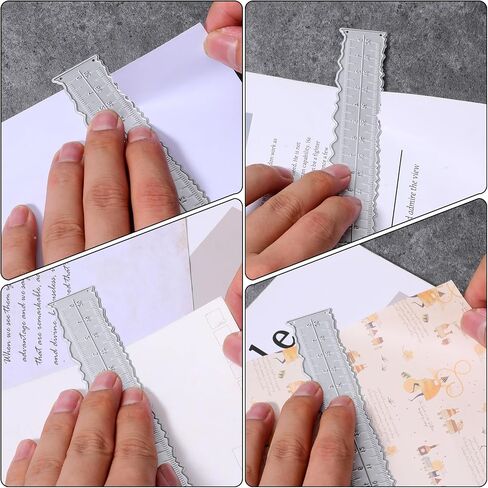 2 PCS Deckle Edge Ruler 8.4 بوصة حافة الحافة غير النظامية الحاكم المعدني القالب قطع القياسات التي تقطع الحكام الورقية تزيين الأداة الأداة الأداة التمزيق لصنع البطاقات in Kuwait