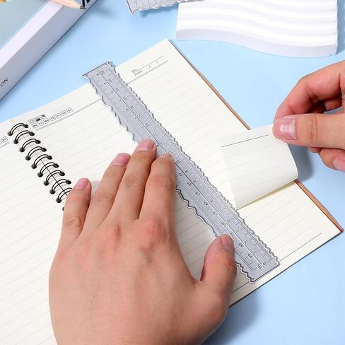 2 PCS Deckle Edge Ruler 8.4 بوصة حافة الحافة غير النظامية الحاكم المعدني القالب قطع القياسات التي تقطع الحكام الورقية تزيين الأداة الأداة الأداة التمزيق لصنع البطاقات in Kuwait