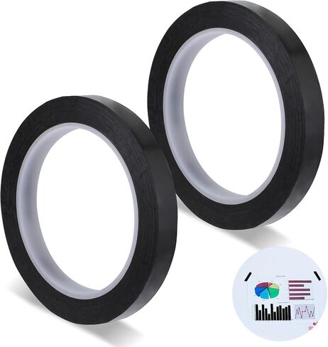 2 PCS شريط السبورة ، 217 قدم × 1/2 بوصة شريط أبيض شريط الأشرطة السوداء الرسوم البيانية خط لاصق خط الشبكة العلامات الجافة محو الأشرطة السود in Saudi Arabia