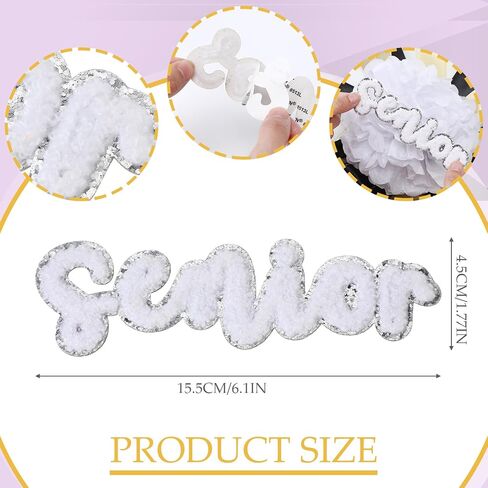 Homecoming Mum Supplies Senior Chenille Self Adhesive Letter Patch Silver Glitter Edge Embroidery Letter for Welcome Back to School Homecoming Week Party Decorations in Saudi Arabia
