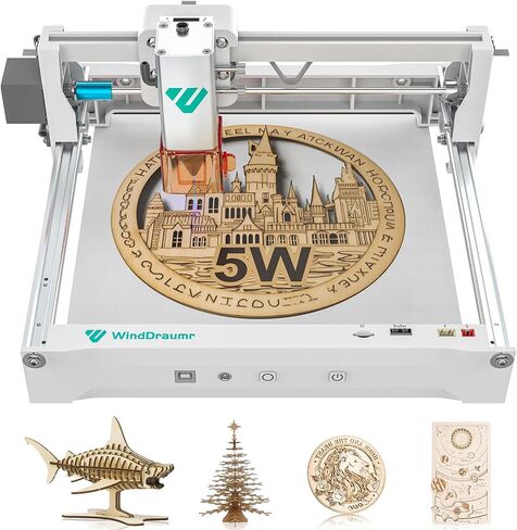 Winddraumr Laser Laser Engraver P1 Pro 5W Awital Diy Diy Machining Laser Machining مع استخدام غير متصل ، 200 × 150 مم ، بقعة ليزر 0.08 ملم ، قاطع ليزر CNC وحفر للجلد المعدني المطلي بالخشب in Saudi Arabia