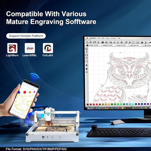 Winddraumr Laser Laser Engraver P1 Pro 5W Awital Diy Diy Machining Laser Machining مع استخدام غير متصل ، 200 × 150 مم ، بقعة ليزر 0.08 ملم ، قاطع ليزر CNC وحفر للجلد المعدني المطلي بالخشب in Saudi Arabia