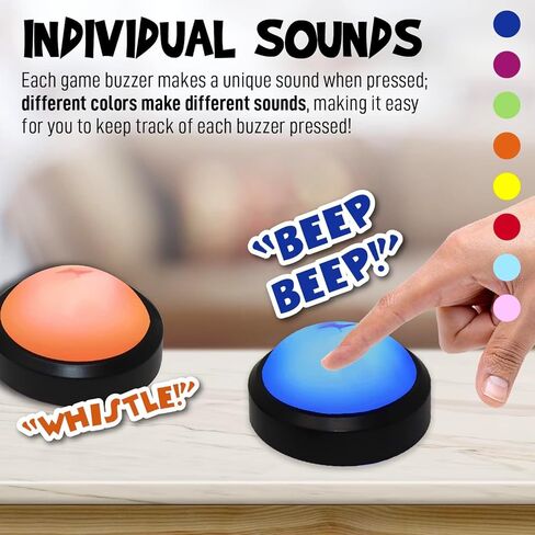 Teacher's Choice Light Up Game Buzzer System, Displays The Winning Player Loud, Unique Sounds for Each Buzzer, Great for Trivia Games, Family Feud, Jeopardy (8 Pack) in Kuwait