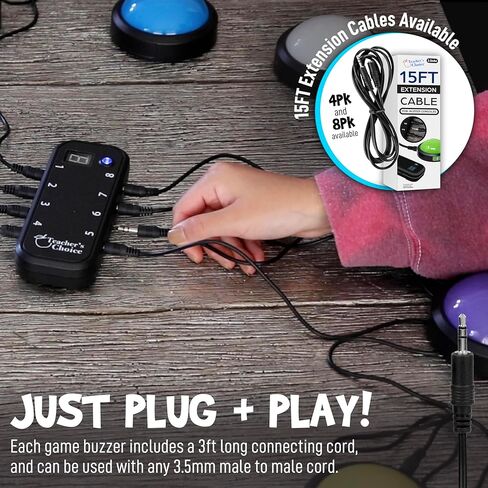 Teacher's Choice Light Up Game Buzzer System, Displays The Winning Player Loud, Unique Sounds for Each Buzzer, Great for Trivia Games, Family Feud, Jeopardy (8 Pack) in Kuwait