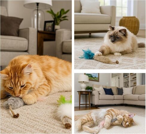 3 حزمة ألعاب Catnip Catnip مع الريش - ألعاب CART CARROT التفاعلية مع ثمار المرارات للقطط الداخلية والقطط in Saudi Arabia