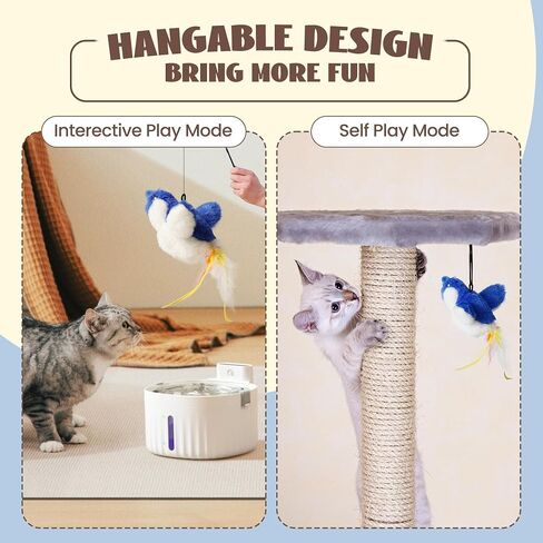 Flapping Bird Cat Toy, Interactive Catnip Kitten Toy with Lifelike Chirping, Rechargeable & Touch Activated for Bored Indoor Adult Cats of All Breeds, Green in Saudi Arabia