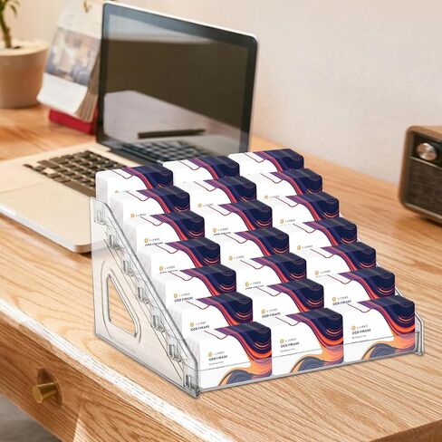 7 Tiers Acrylic Business Card Holder for Desk 21 Slots Acrylic Card Holder Display Premium Cards Stand for Workspace Multiple-Clear Plastic Display Holder for Office Men and Women in Saudi Arabia