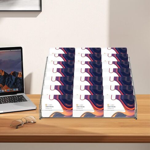 7 Tiers Acrylic Business Card Holder for Desk 21 Slots Acrylic Card Holder Display Premium Cards Stand for Workspace Multiple-Clear Plastic Display Holder for Office Men and Women in Saudi Arabia