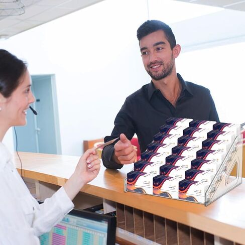 7 Tiers Acrylic Business Card Holder for Desk 21 Slots Acrylic Card Holder Display Premium Cards Stand for Workspace Multiple-Clear Plastic Display Holder for Office Men and Women in Saudi Arabia