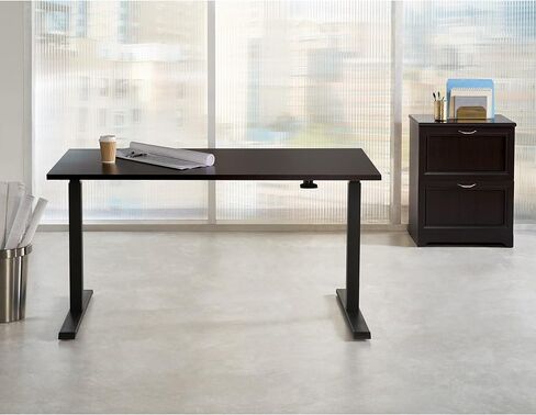Realspace® Magellan 60"W Pneumatic Height-Adjustable Standing Desk, Espresso in Saudi Arabia