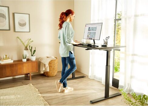 Realspace® Magellan 60"W Pneumatic Height-Adjustable Standing Desk, Espresso in Saudi Arabia