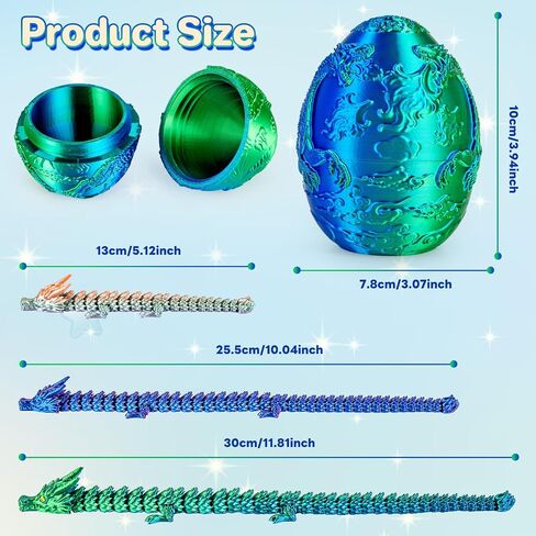 3.94inch Tragons Tragons Egg Egg Egg Beag Barge مع 3 تنانين داخل ألعاب Dragon المطبوعة ثلاثية الأبعاد للأطفال والكبار. in Kuwait