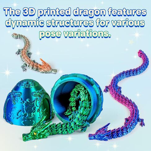3.94inch Tragons Tragons Egg Egg Egg Beag Barge مع 3 تنانين داخل ألعاب Dragon المطبوعة ثلاثية الأبعاد للأطفال والكبار. in Kuwait
