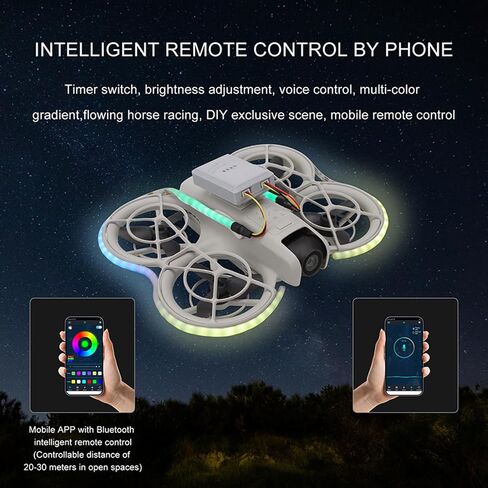 شريط خفيف بدون طيار مجموعة لضوء DJI Neo/Avata2 ، تحذير ملون ، شريط الضوء القابل للتعديل مع Bluetooth لإكسسوارات DJI Neo/Avata2 بدون طيار (إصدار Push-ButoT + Bluetooth) in Saudi Arabia