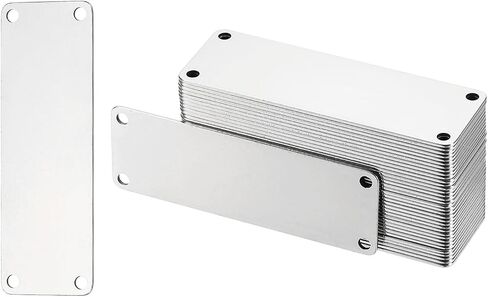 PATIKIL 36Pcs Metal Stamping Blanks, 3 x 1" Rectangle Stamping Tags Blanks Plate Stainless Steel Four Holes DIY Name Tags for Laser Engraving ID, Silver in Saudi Arabia
