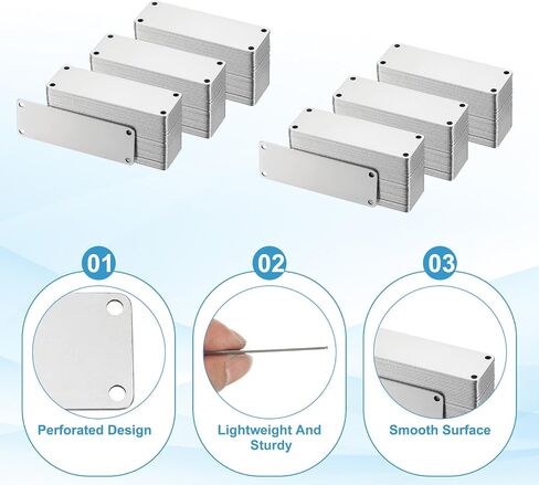 PATIKIL 36Pcs Metal Stamping Blanks, 3 x 1" Rectangle Stamping Tags Blanks Plate Stainless Steel Four Holes DIY Name Tags for Laser Engraving ID, Silver in Saudi Arabia