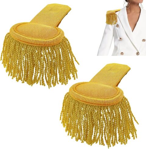 PH PandaHall 2pcs Tassel Shoulder Fringe Shoulder Boards Gold Trim Epaulettes Uniform Epaulet Shoulders Ringmaster Shoulders with Elastic Band for Men and Women Cosplay Clothes Accessories Decor in Saudi Arabia