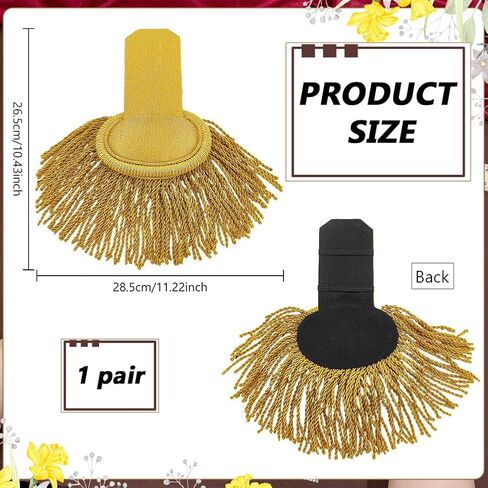 PH PandaHall 2pcs Tassel Shoulder Fringe Shoulder Boards Gold Trim Epaulettes Uniform Epaulet Shoulders Ringmaster Shoulders with Elastic Band for Men and Women Cosplay Clothes Accessories Decor in Saudi Arabia