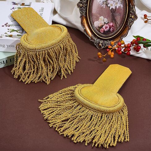 PH PandaHall 2pcs Tassel Shoulder Fringe Shoulder Boards Gold Trim Epaulettes Uniform Epaulet Shoulders Ringmaster Shoulders with Elastic Band for Men and Women Cosplay Clothes Accessories Decor in Saudi Arabia