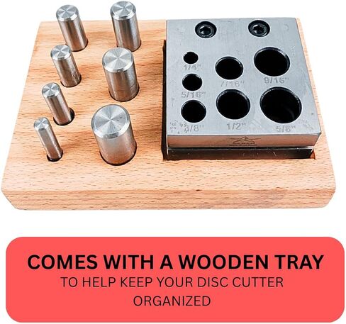 BENCH WIZARD Disc Cutter With 7 Punch | Sizes Include 1/4", 5/16", 3/8", 7/16", 1/2", 9/16" and 5/8" | Great For Jewelry Making & Metalworking in Kuwait