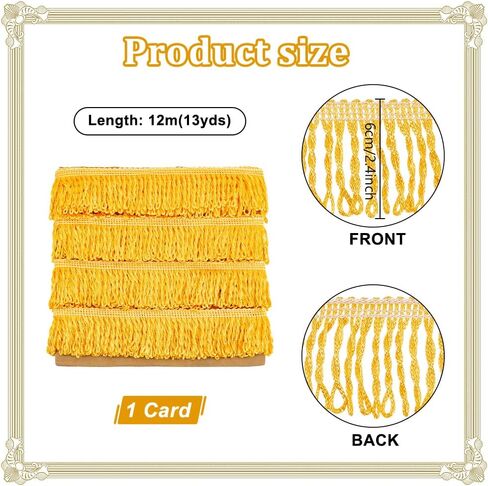 PH PandaHall 13.12 Yards Tassel Trim Sewing Fringe Trim 2-3/8 inch Tassel Ribbon Gold Fringe Trim Fringes for Clothing Dress Curtain Lampshade Costume Home Decor DIY Crafts, Christmas Gold in Saudi Arabia