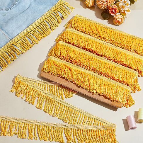 PH PandaHall 13.12 Yards Tassel Trim Sewing Fringe Trim 2-3/8 inch Tassel Ribbon Gold Fringe Trim Fringes for Clothing Dress Curtain Lampshade Costume Home Decor DIY Crafts, Christmas Gold in Saudi Arabia