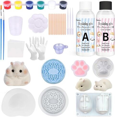 anergoo taba quishes kit with pig bunny silicone mould mould mould squishy hamster mould 3 "paw Animal Silicone moulds for declession mift 200g in Kuwait