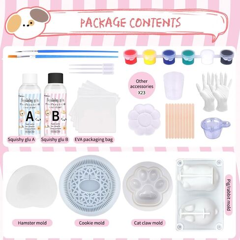 anergoo taba quishes kit with pig bunny silicone mould mould mould squishy hamster mould 3 "paw Animal Silicone moulds for declession mift 200g in Kuwait