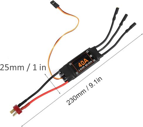 40A وحدة تحكم سرعة ESC بدون فرش للطائرات RC DRON FPV ، طائرة هليكوبتر عالي الأداء متوافقة مع بطاريات LIPO (أسود) in Kuwait