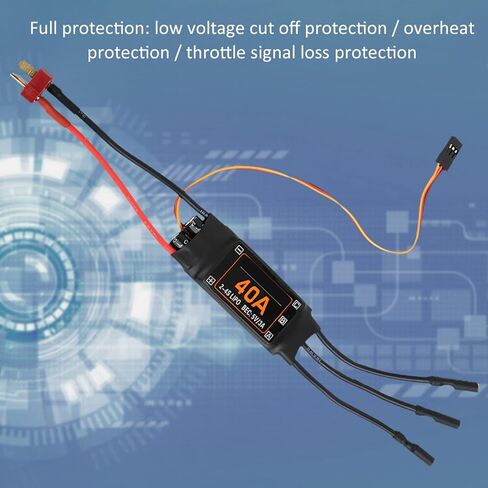 40A وحدة تحكم سرعة ESC بدون فرش للطائرات RC DRON FPV ، طائرة هليكوبتر عالي الأداء متوافقة مع بطاريات LIPO (أسود) in Kuwait