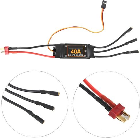 40A وحدة تحكم سرعة ESC بدون فرش للطائرات RC DRON FPV ، طائرة هليكوبتر عالي الأداء متوافقة مع بطاريات LIPO (أسود) in Kuwait