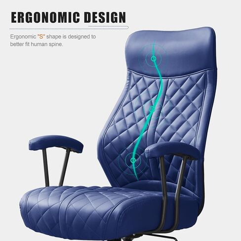 كرسي مكتب Okeysen الجلدي الحديثة ، كراسي قاعة المؤتمرات العالية في منتصف القرن متلقيان مع وسادة قابلة للإزالة ، كرسي المكتب التنفيذي المبطنة للمنزل ، المكتب. in Kuwait