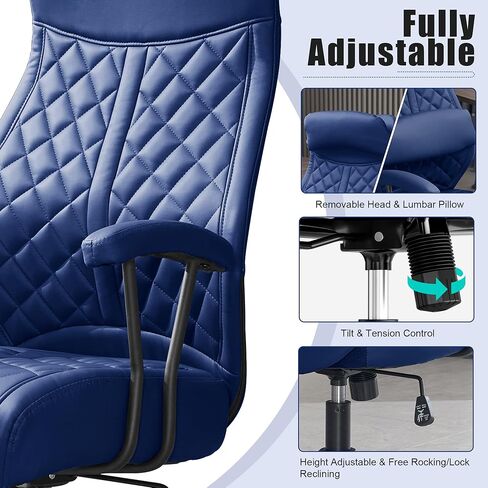 كرسي مكتب Okeysen الجلدي الحديثة ، كراسي قاعة المؤتمرات العالية في منتصف القرن متلقيان مع وسادة قابلة للإزالة ، كرسي المكتب التنفيذي المبطنة للمنزل ، المكتب. in Kuwait