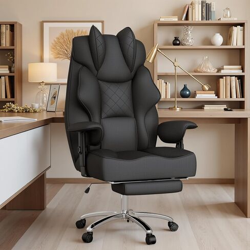 Homall Big and Tall Massage Office Chair,Reclining High Back Ergonomic Home Office Desk Chair with Adjustable Padded Armrest and Foot Rest (Mesh, Black) in Kuwait