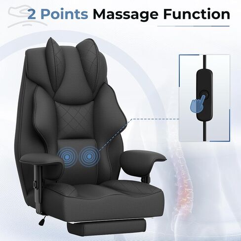 Homall Big and Tall Massage Office Chair,Reclining High Back Ergonomic Home Office Desk Chair with Adjustable Padded Armrest and Foot Rest (Mesh, Black) in Kuwait