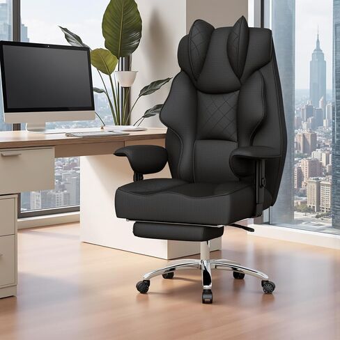 Homall Big and Tall Massage Office Chair,Reclining High Back Ergonomic Home Office Desk Chair with Adjustable Padded Armrest and Foot Rest (Mesh, Black) in Kuwait