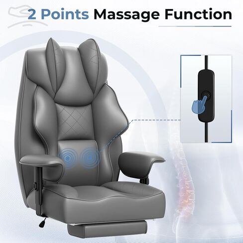 Homall Big and Tall Massage Office Chair,Reclining High Back Ergonomic Home Office Desk Chair with Adjustable Padded Armrest and Foot Rest (Mesh, Black) in Kuwait