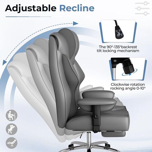 Homall Big and Tall Massage Office Chair,Reclining High Back Ergonomic Home Office Desk Chair with Adjustable Padded Armrest and Foot Rest (Mesh, Black) in Kuwait